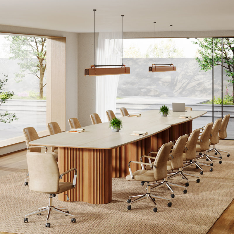 Ivy Bronx Simple 79 Inch Sintered Stone Conference Room Table for 6 8 People Wayfair